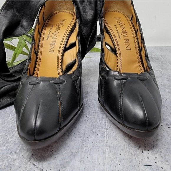 Yves Saint Laurent | Sexy Black Ankle Wrap Heels Size EU 37.5 - Picture 2 of 14